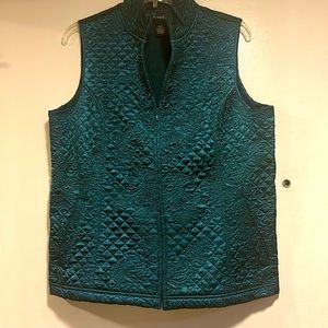 Susan Graver Style vest-quilted, zip up. Fleece lining. Emerald green.Like new!